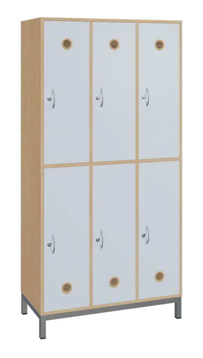 SBS-2233 šatní skříň 6-boxová, 1800x900x400 mm, kovové nohy, korpus bříza irská, dvířka bílá